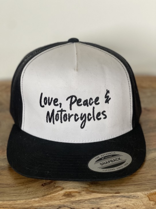 WHEELS & WAKE CAP Love, Peace & Motorcycle